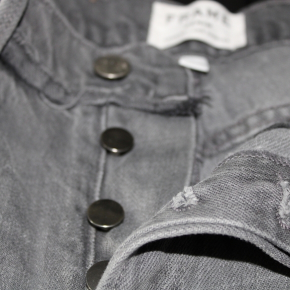 Frame Denim Nouveau Le Mix Gray Jean Denim Mini Skirt Distressed Size 25 - Picture 8 of 11